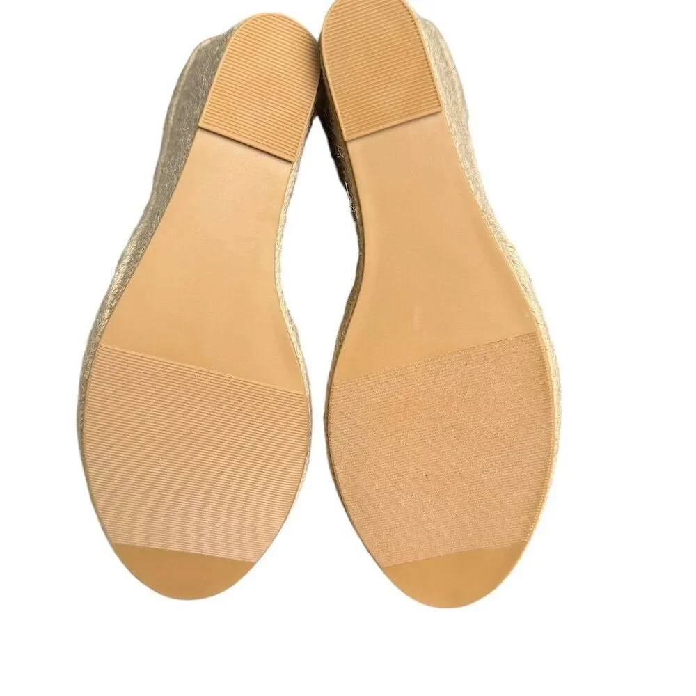 JustFab Women's Black Espadrille Wedge Sandals Size 9.5 Ankle Tie